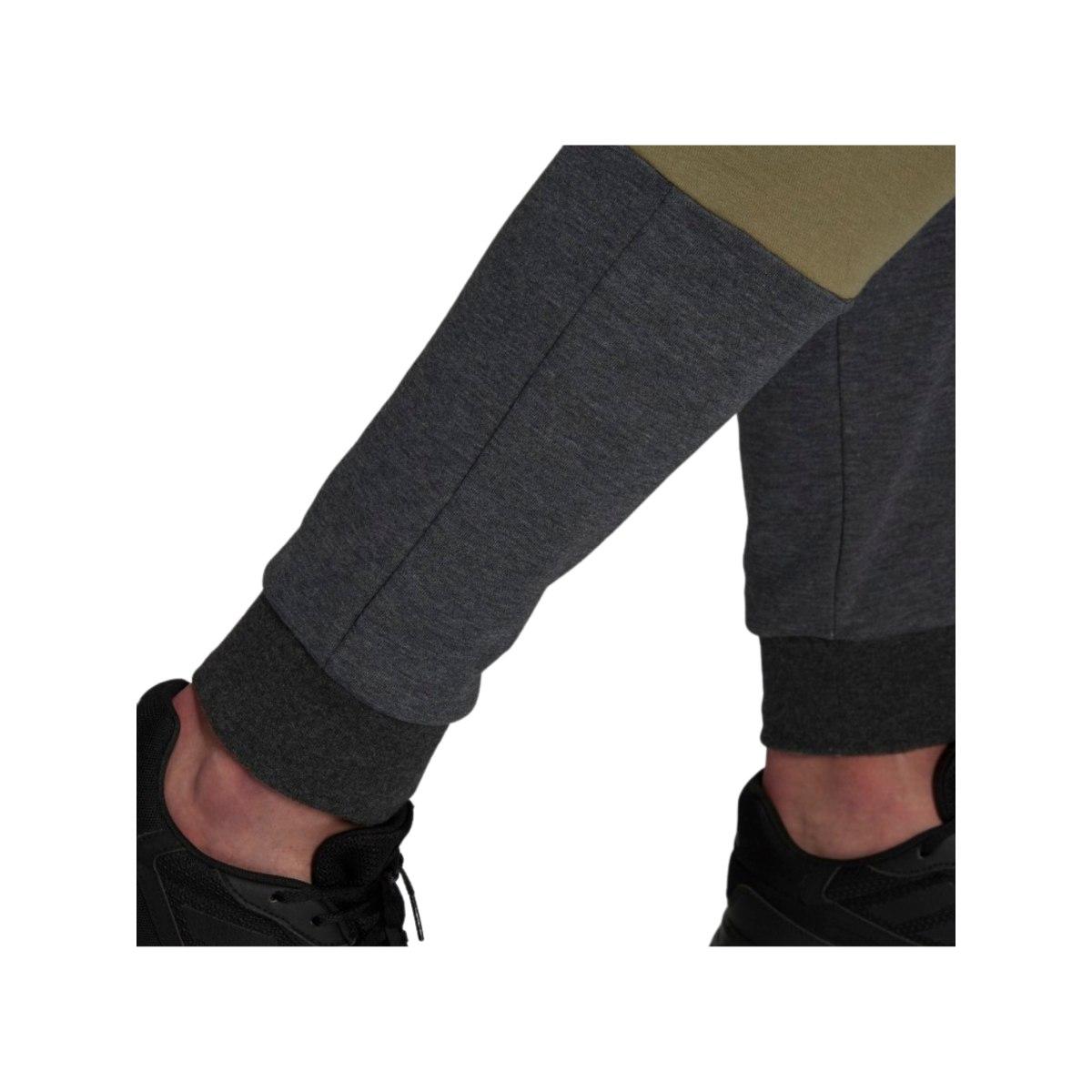 Pantaloni Fitness Uomo Adidas Essentials Fleece Colorblock - Colore DarkGrey/Black/OrbitGreen