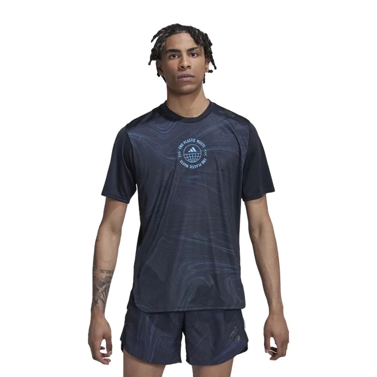 T-SHIRT RUNNING UOMO DESIGNED FOR RUNNING- Black/Pulse Blue