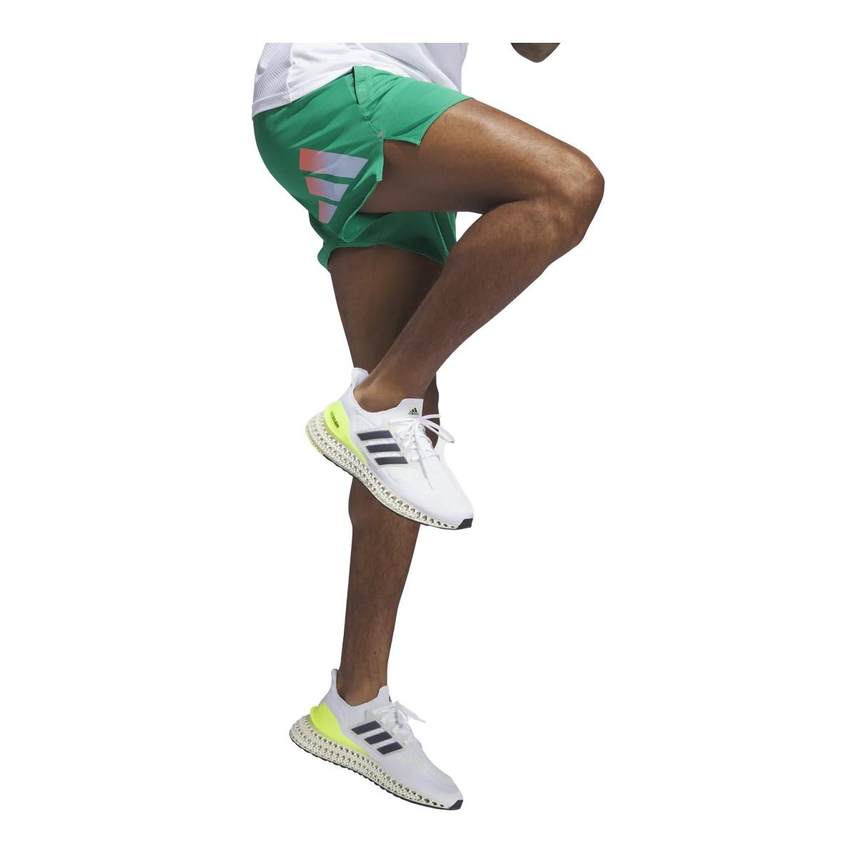 Pantaloncini Running Uomo Adidas Run 3 Icons Bar Logo - Colore Court Green