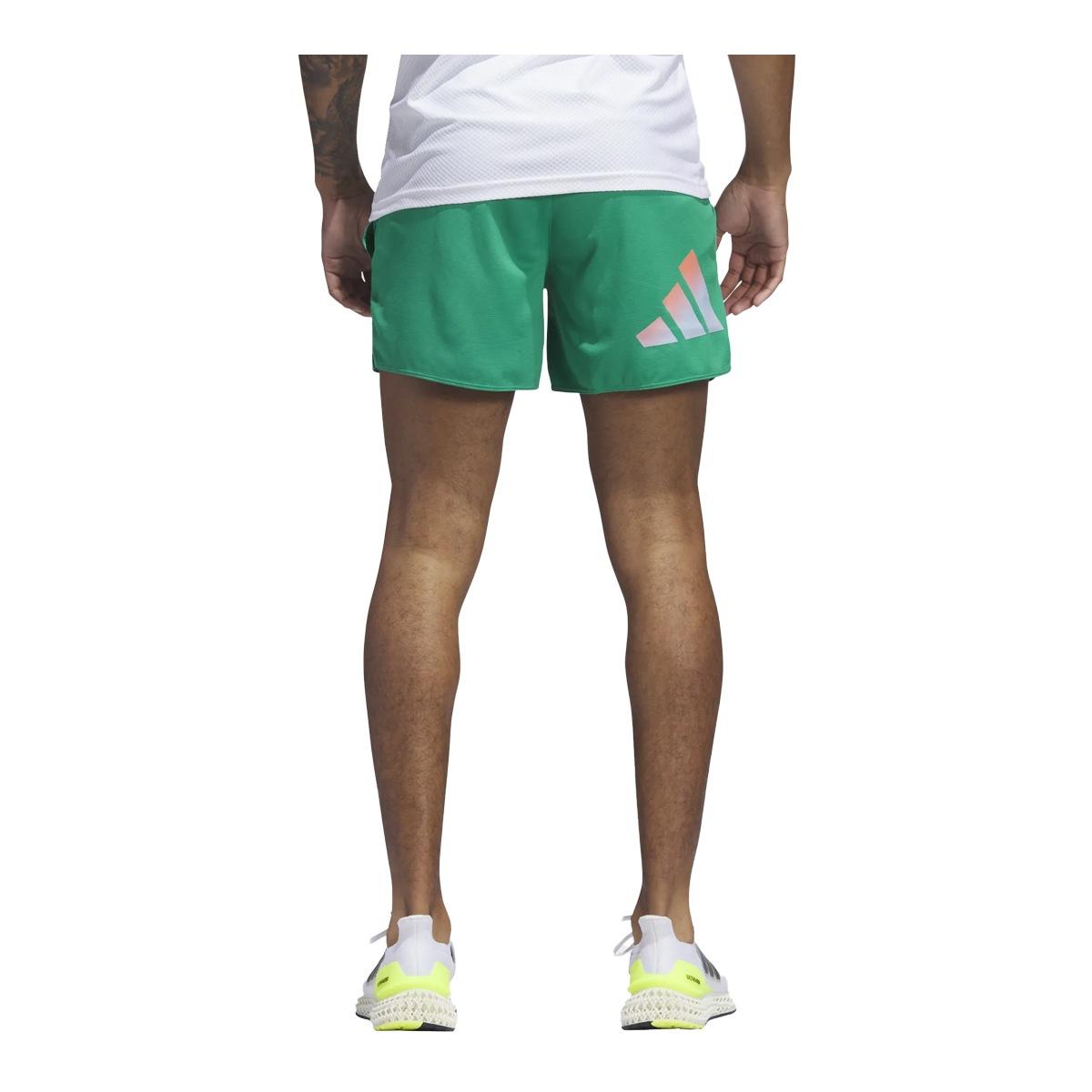 Pantaloncini Running Uomo Adidas Run 3 Icons Bar Logo - Colore Court Green