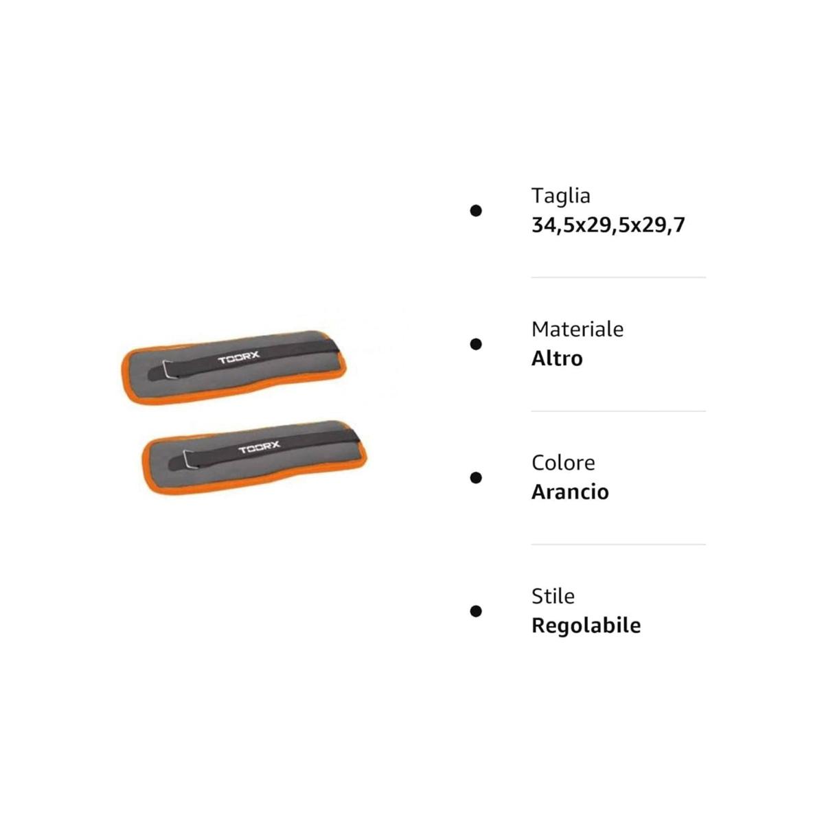 Pesi Cavigliere/Polsiere Appesantite 1kg Toorx - Colore Grigio/Arancione