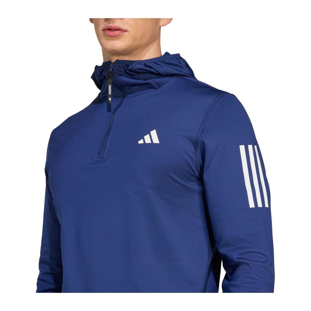 Adidas OTR B Win HZ Felpa con Cappuccio Mezza Zip Fitness Uomo Blu Scuro
