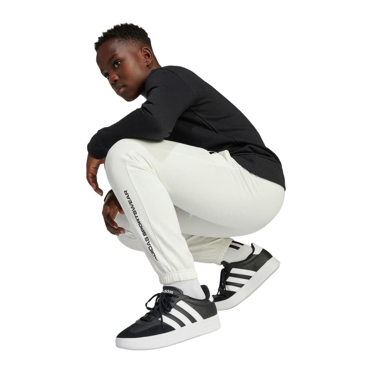 Adidas B FL PT Owhite Pantaloni Fitness e Training Bambino