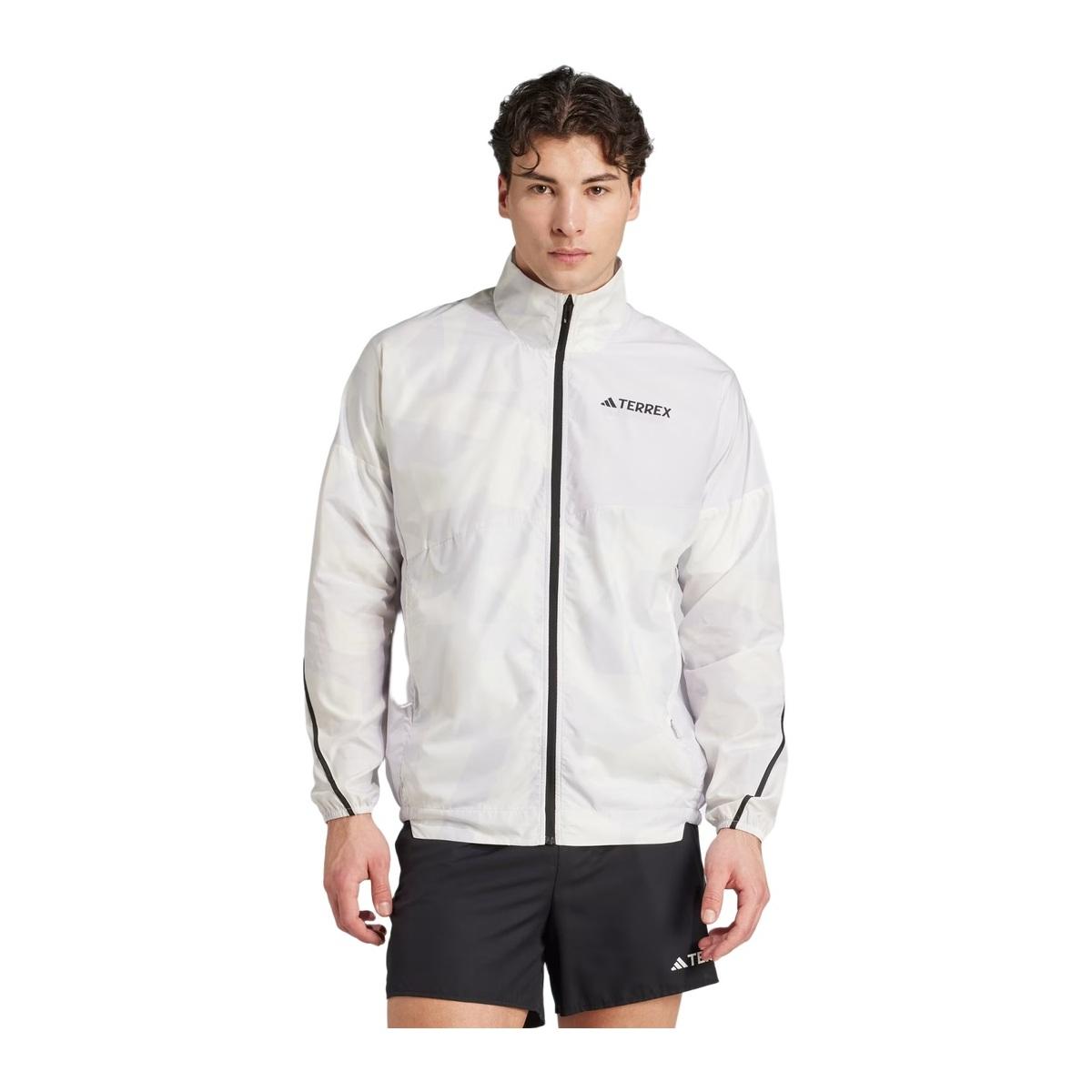 Adidas MT Print Wind Giacca Running Uomo Grigio/Bianco