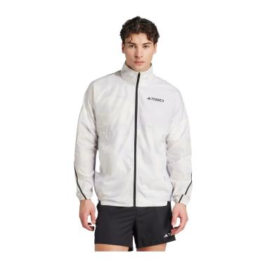 Adidas MT Print Wind Giacca Running Uomo Grigio/Bianco