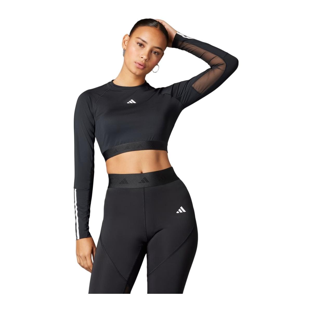 Adidas Hyperglam Cropped LS T-Shirt Maglia Fitness Donna