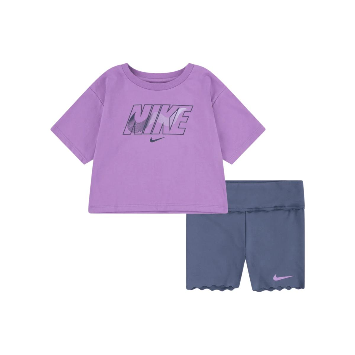 Nike Swoosh Motion Little Kids' 2-Piece Bike Shorts Completo Bambino