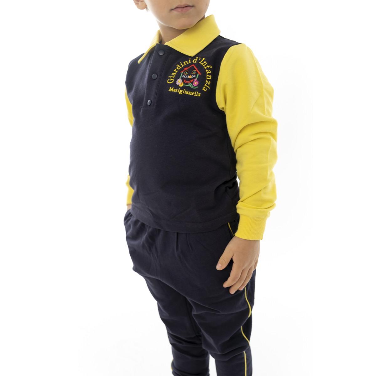 Polo maniche lunghe in felpina elastica non garzata